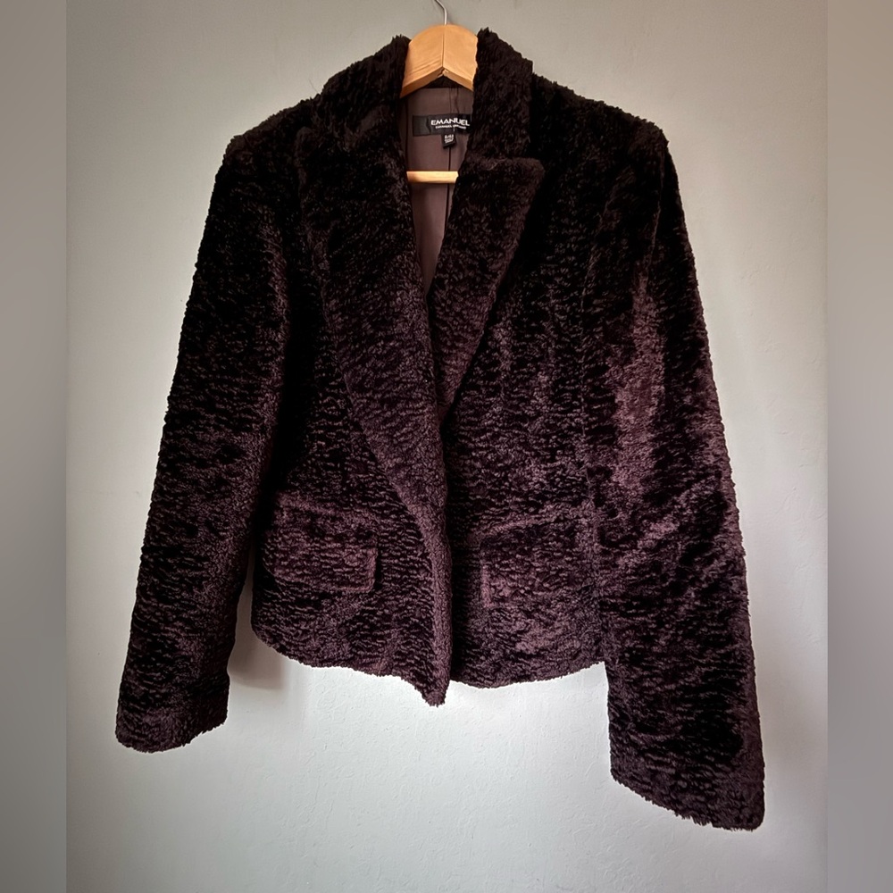 Ungaro eggplant purple teddy bear jacket short blazer/jacket  size 8/42